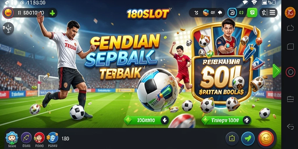 Tangkapan layar gameplay 180SLOT dengan elemen sepak bola yang dinamis.