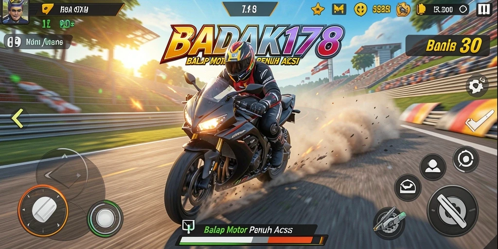 Gameplay speda motor yang seru dan penuh aksi.