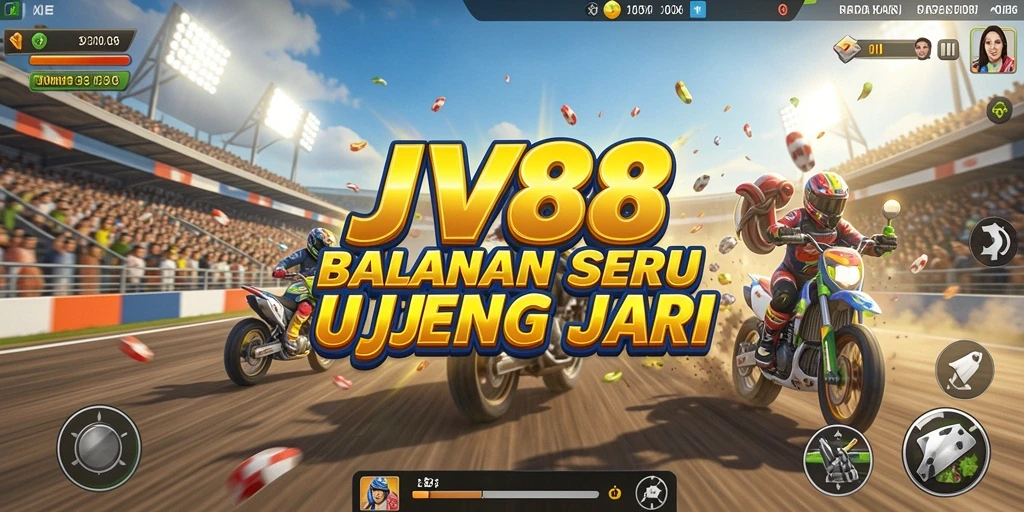 Screenshot gameplay JV88 menampilkan aksi balapan yang seru dan grafis menakjubkan.