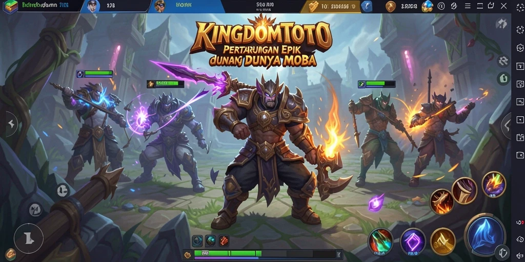 Tangkapan layar KINGDOMTOTO menampilkan aksi pertempuran yang seru dalam MOBA.