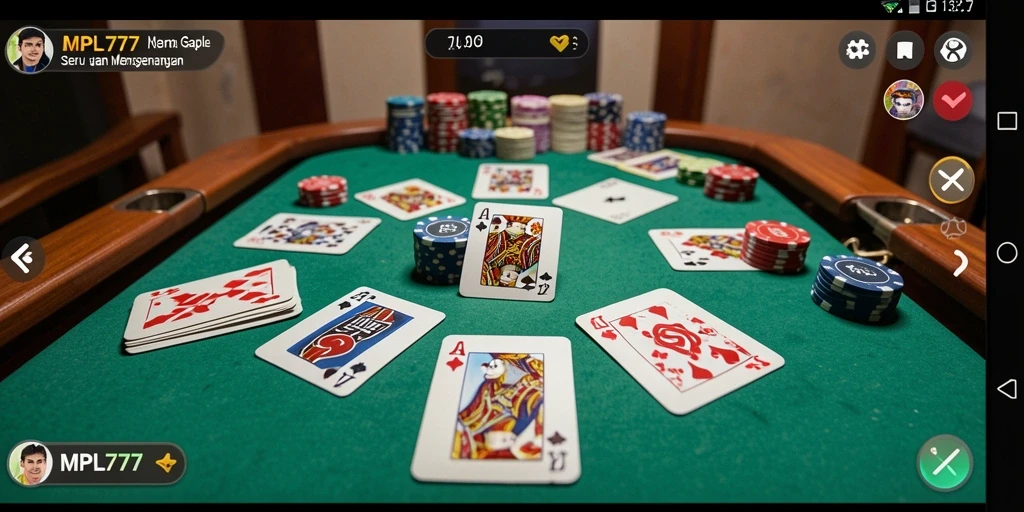Tangkapan layar MPL777 yang menunjukkan gameplay seru Gaple.