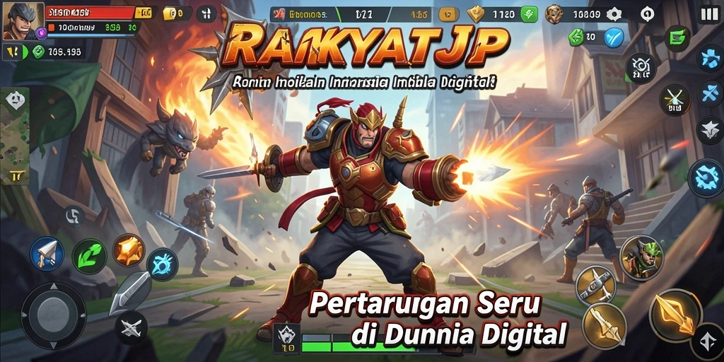 Screenshot utama RAKYATJP yang menampilkan pertarungan seru.