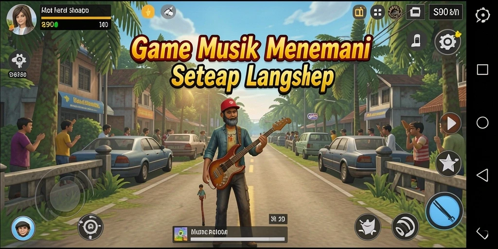 Screenshot gameplay S80 yang menampilkan antarmuka permainan musik yang menarik.
