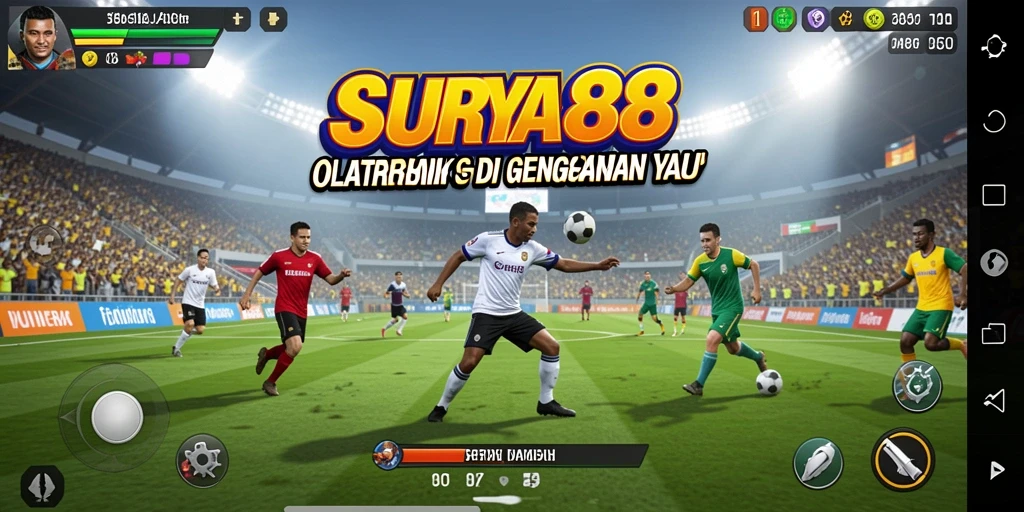 Screenshot permainan SURYA88 menunjukkan aksi seru dalam kompetisi olahraga.