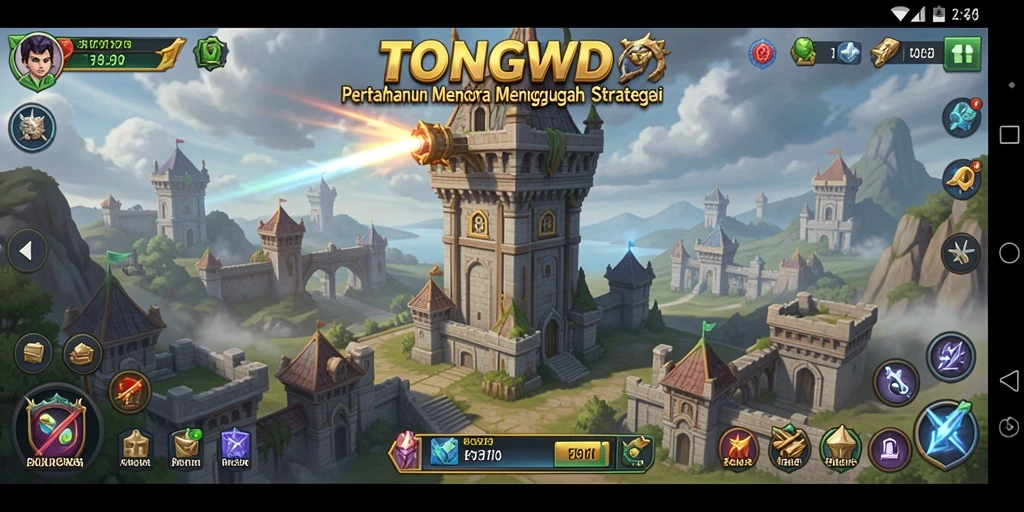 Tampilan gameplay TONGWD yang mendebarkan dalam medan perang Tower Defense.